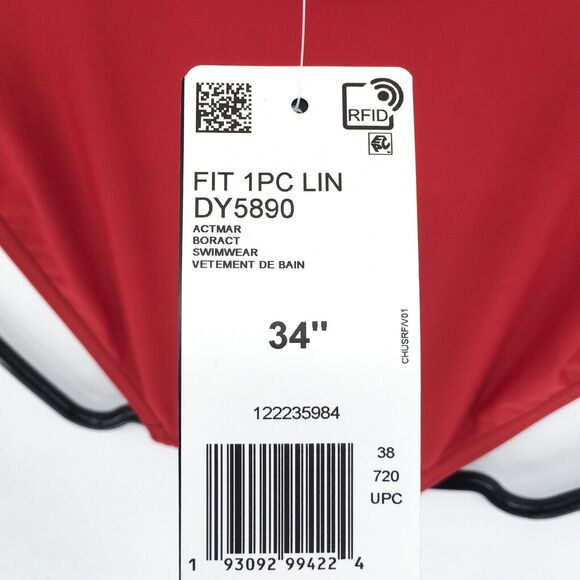 Adidas Women 34 Swimsuit Bathing Suit Red One Piece Fitness Arrow Fit DY5890 NEW - Picture 8 of 8